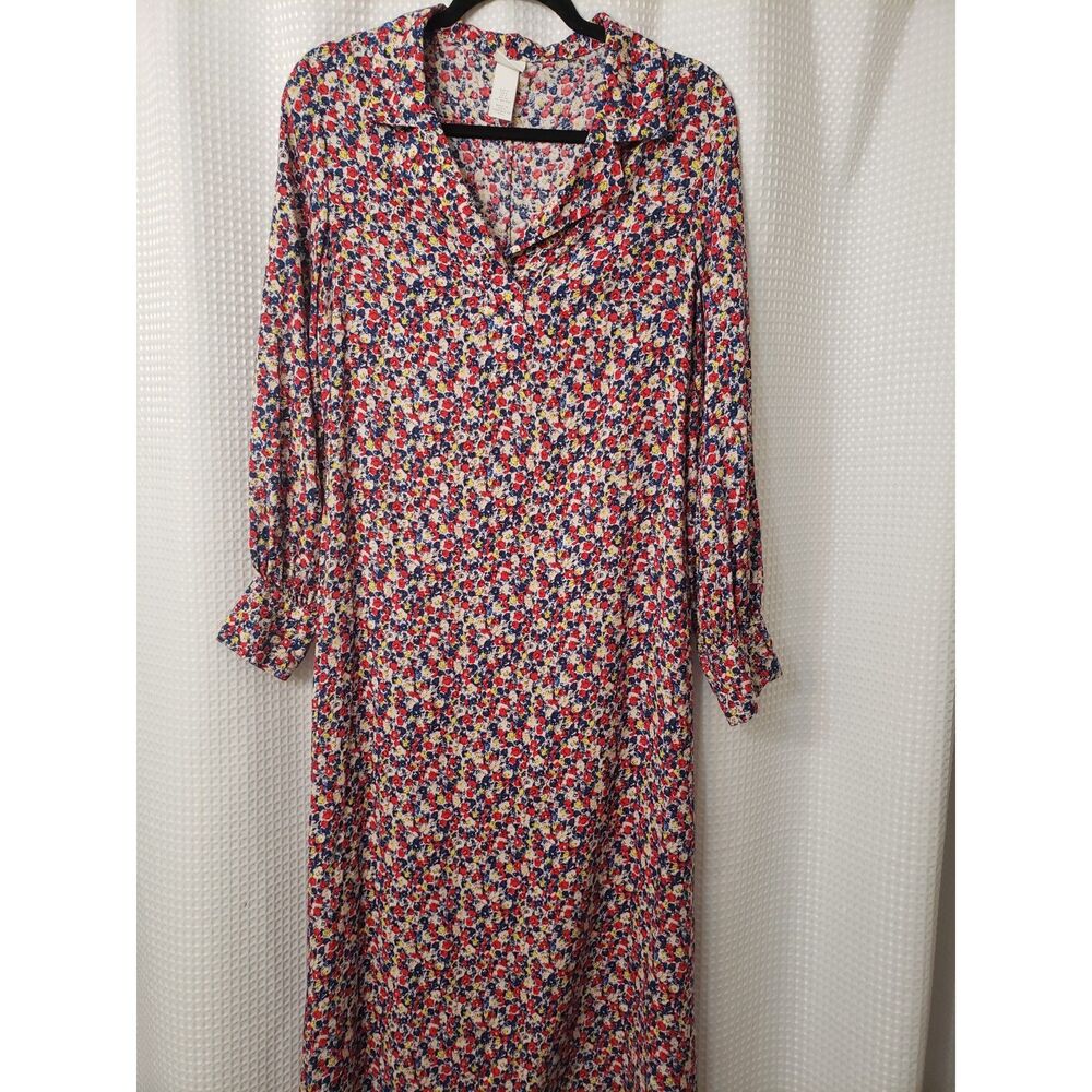 H&M Women's Dress Size Small Floral Print Button Long Sleeves Teacher Work Fall